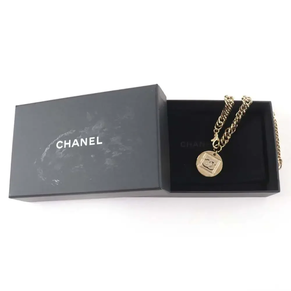Chanel Cc Logo Pendant Necklace Gold- #256928C11B